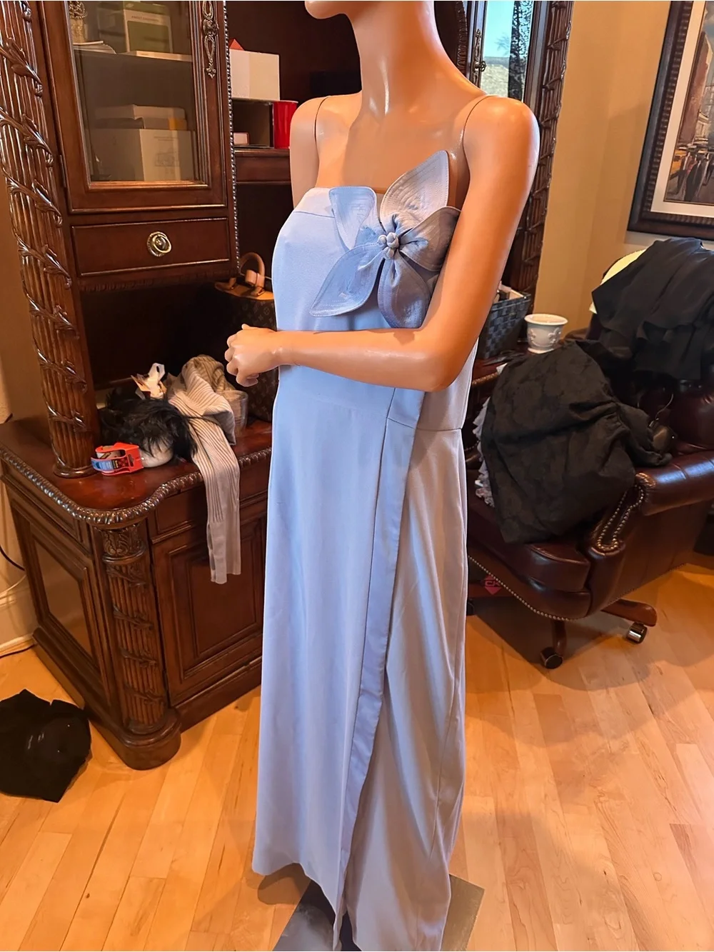Lilly Pulitzer Strapless Light Blue Maxi Dress with Bow Detail - Picture 3 of 7